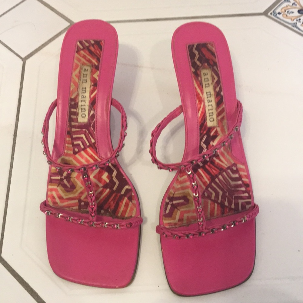 Hot pink, leather upper